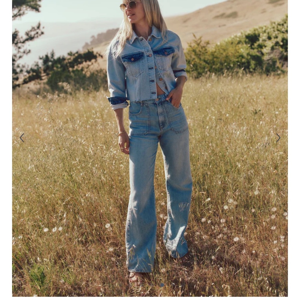 Marine Layer Blue Flare Wide Leg Jeans